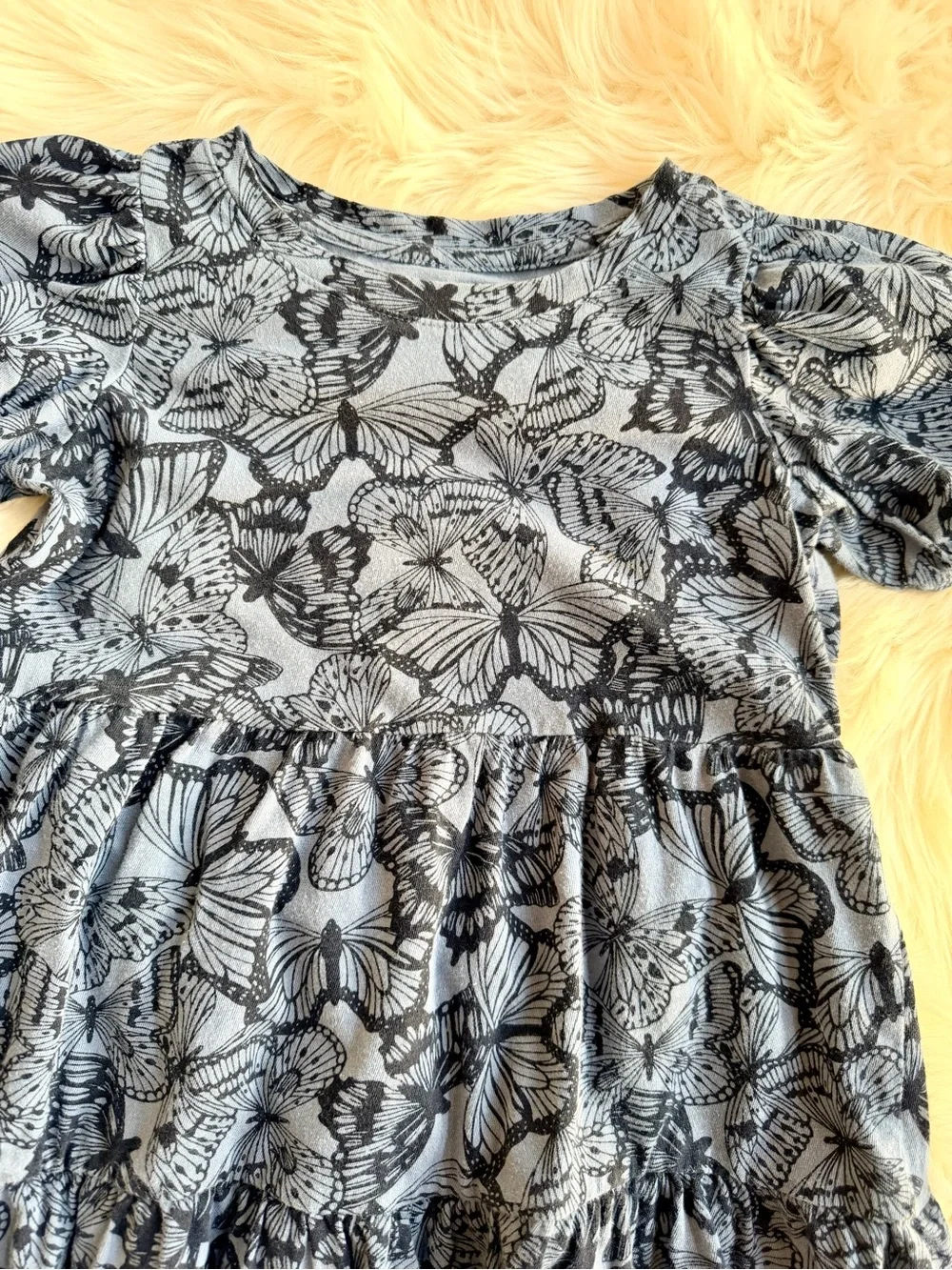 GAP Kids Navy and Light Blue Butterfly Tiered Knit Dress Size XS Girls